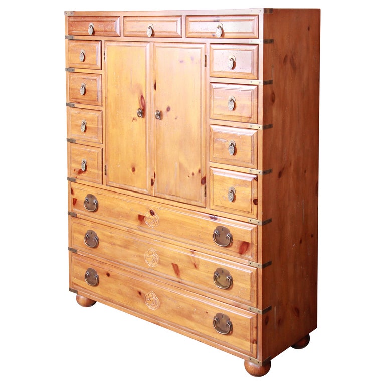Henredon Solid Pine 14Drawer Japanese Tansu Chest of Drawers For Sale