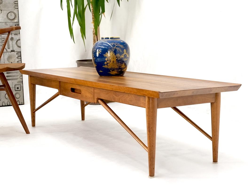 Lacquered Henredon Solid Walnut Bench Coffee Table  For Sale