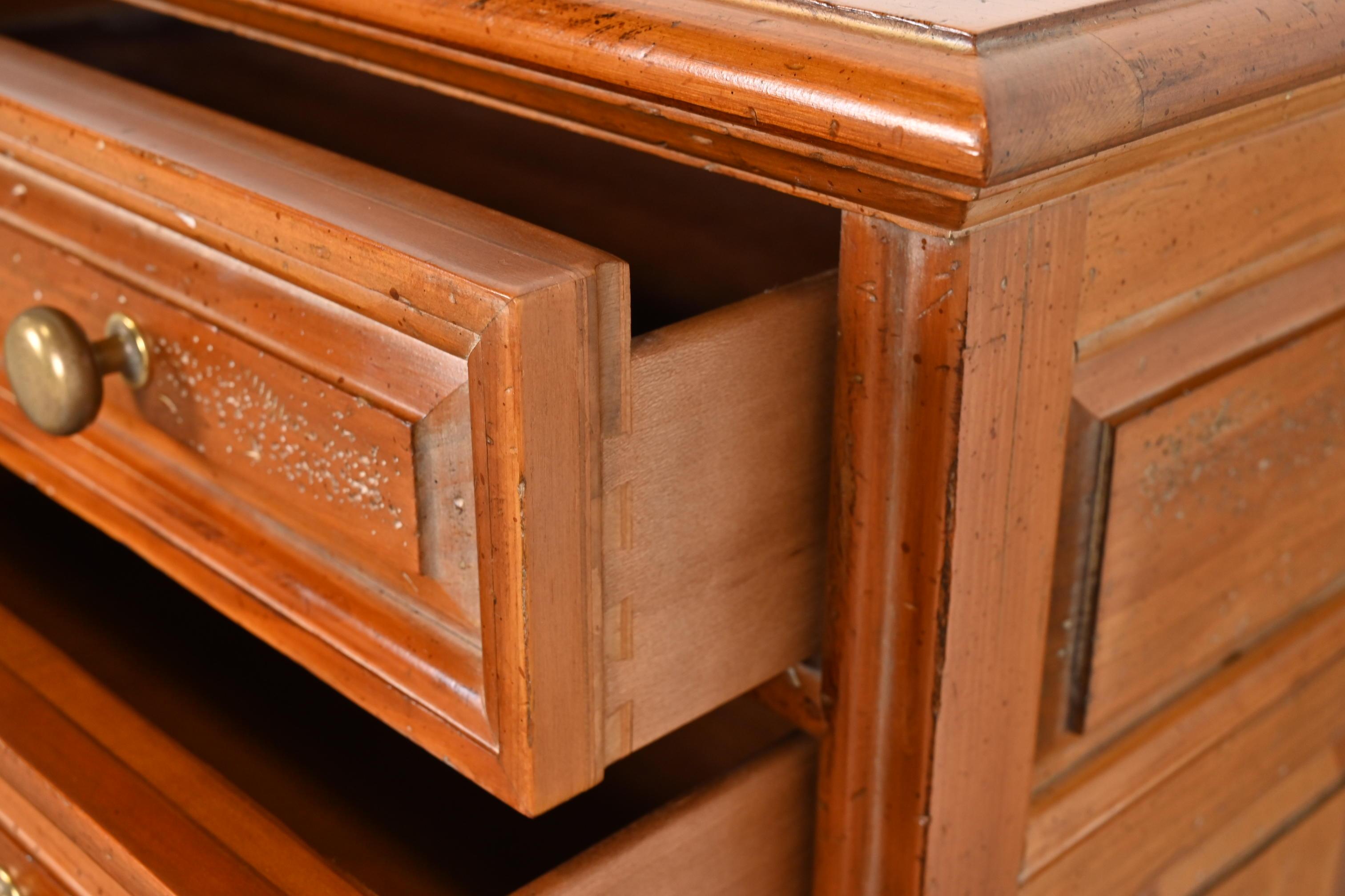 Henredon Spanish Colonial Carved Solid Pine Commode or Chest of Drawers For Sale 4