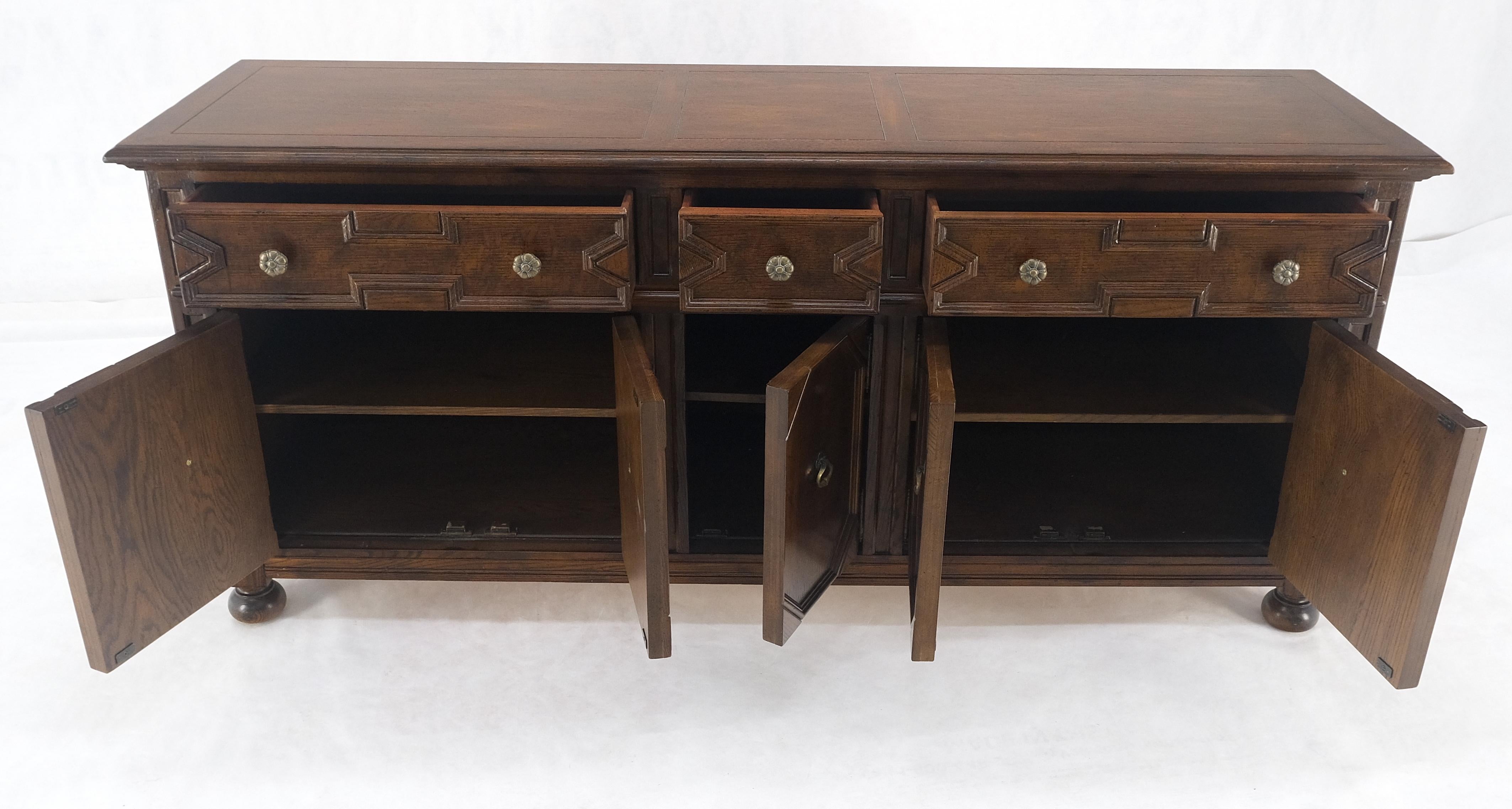Lacquered Henredon Spanish Colonial Country French Oak & Brass Hardware Long Dresser MINT For Sale