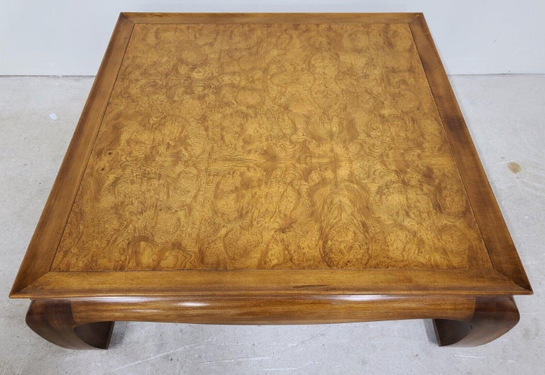 For FULL item description be sure to click on CONTINUE READING at the bottom of this listing.

Offering One Of Our Recent Palm Beach Estate Fine Furniture Acquisitions Of A 
HENREDON Style Burl Wood Ming Chinoiserie Asian Coffee Table 

Approximate