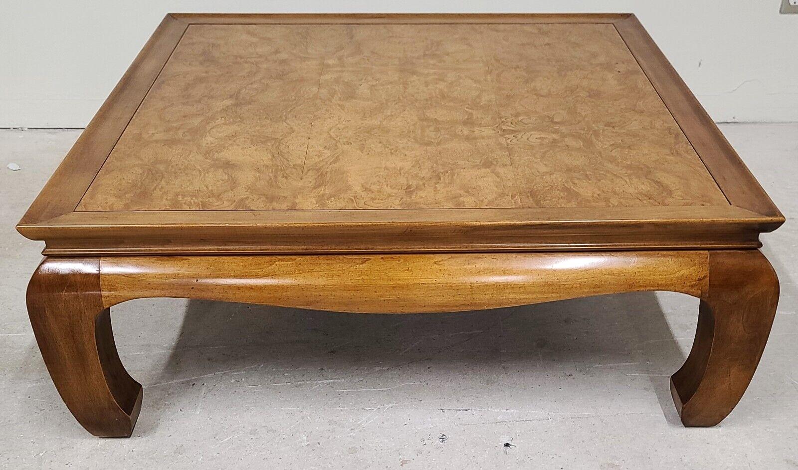 Late 20th Century HENREDON Style Burl Wood Ming Chinoiserie Asian Coffee Table
