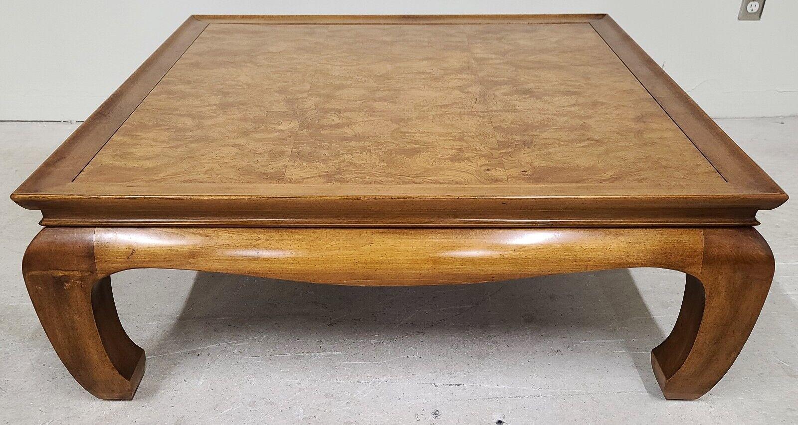 HENREDON Style Burl Wood Ming Chinoiserie Asian Coffee Table 1