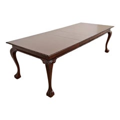 Henredon Style Chippendale Mahogany Extension Dining Table, Newly Refinished