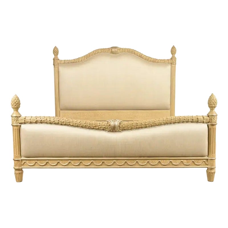 Henredon Style French Regency Louis XVI Upholstered King Size Bed For Sale
