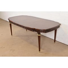 Henredon Style French Regency Mahogany Extension Dining Table, Newly Refinished