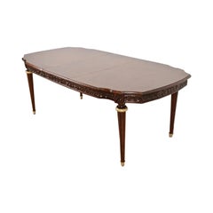 Henredon Style French Regency Mahogany Extension Dining Table, Newly Refinished