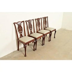 Henredon Style Georgian Carved Mahogany Dining Chairs, Set of Four