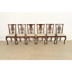 Henredon Style Georgian Carved Mahogany Dining Chairs, Set of Six