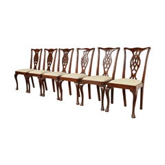 Henredon Style Georgian Carved Mahogany Dining Chairs, Set of Six