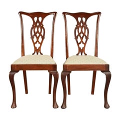 Henredon Style Georgian Carved Mahogany Side Chairs or Dining Chairs, Pair
