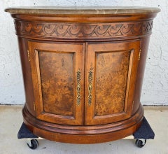 Henredon Style Mahogany & Marble Drum Center Side Bedside Table