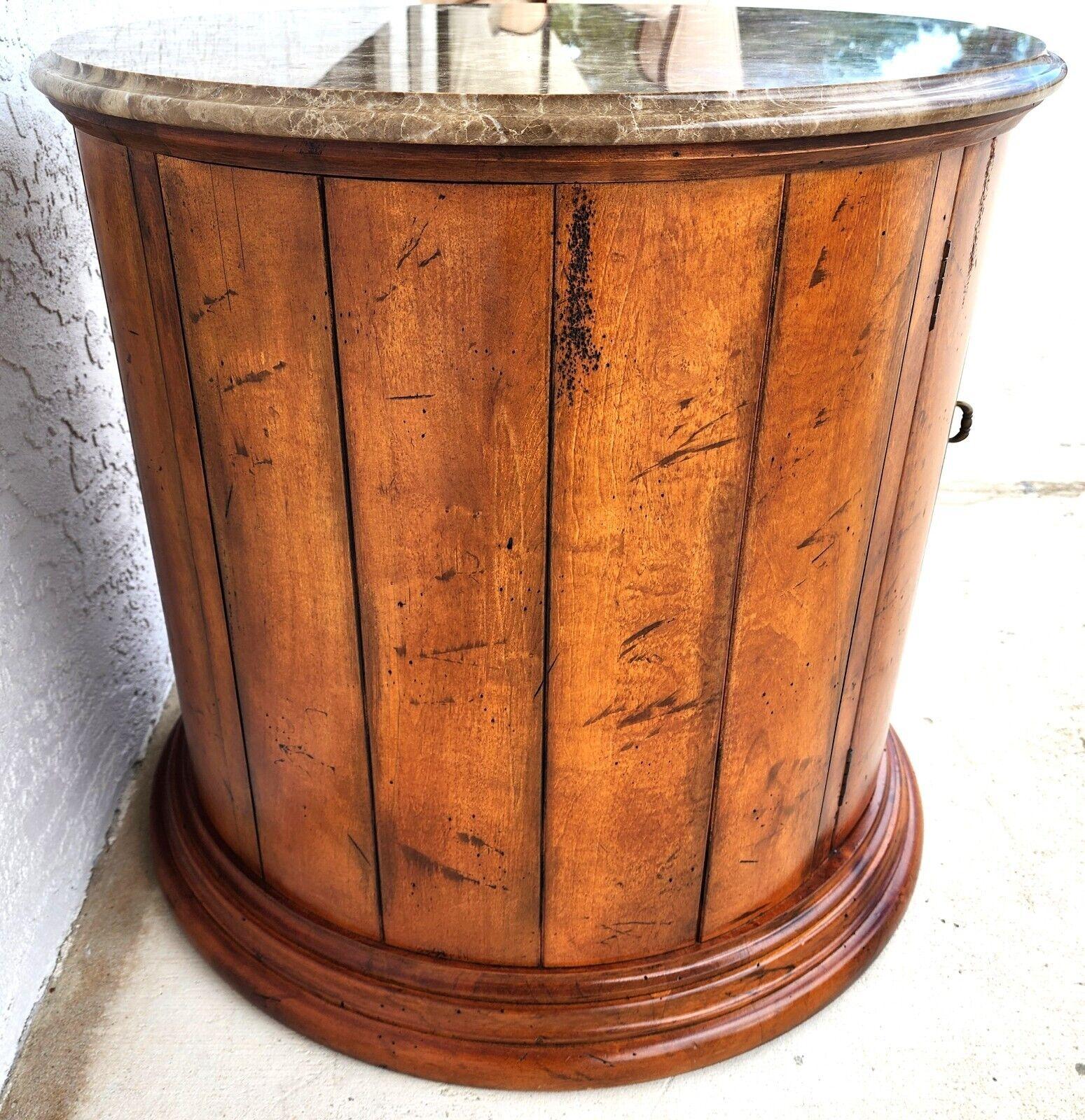 Henredon Style Marble Drum Table For Sale 5