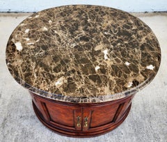 Henredon Style Mahogany Marble Drum Table
