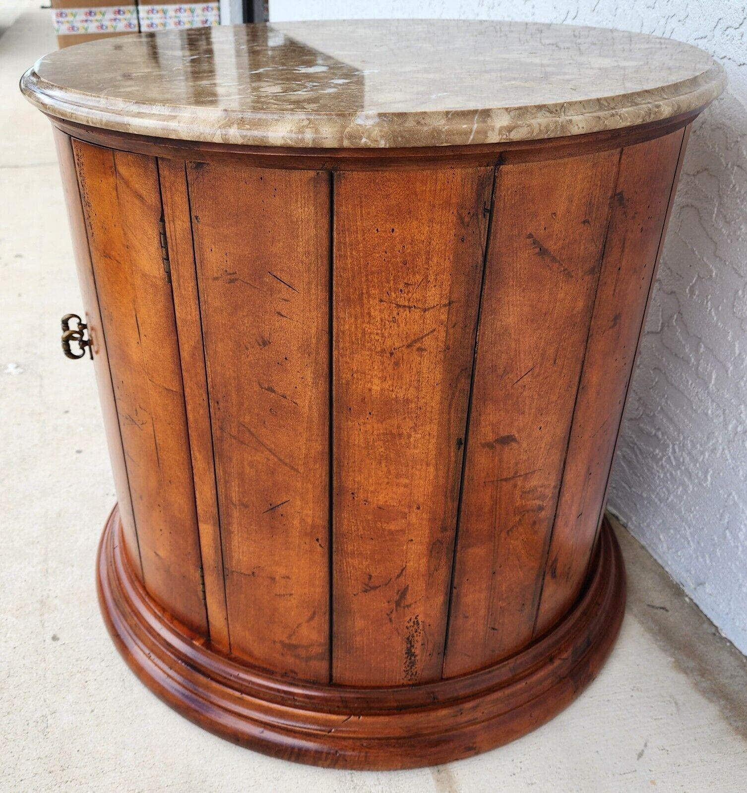 Henredon Style Marble Drum Table For Sale 1