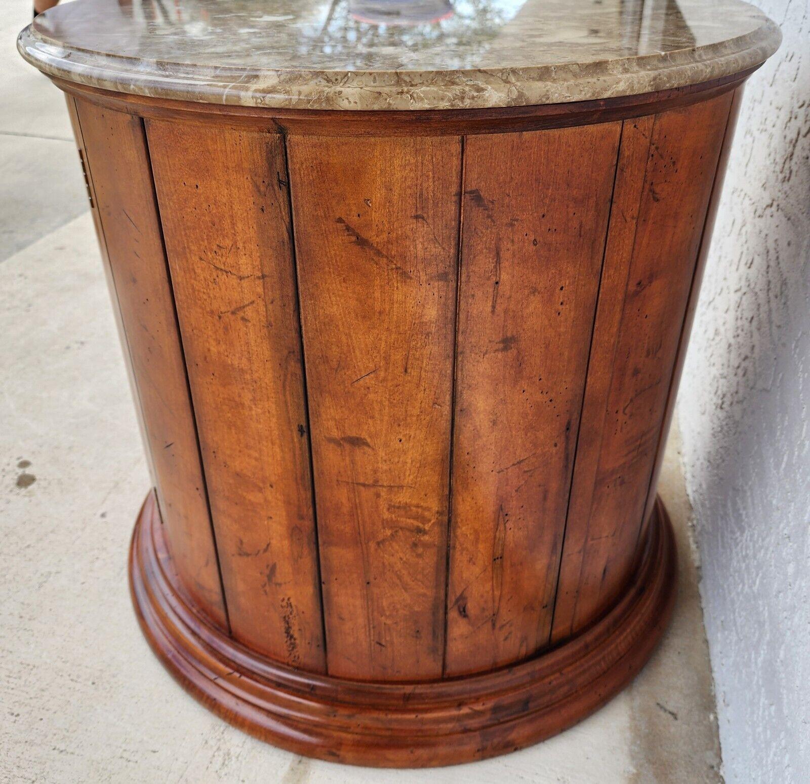 Henredon Style Marble Drum Table For Sale 2