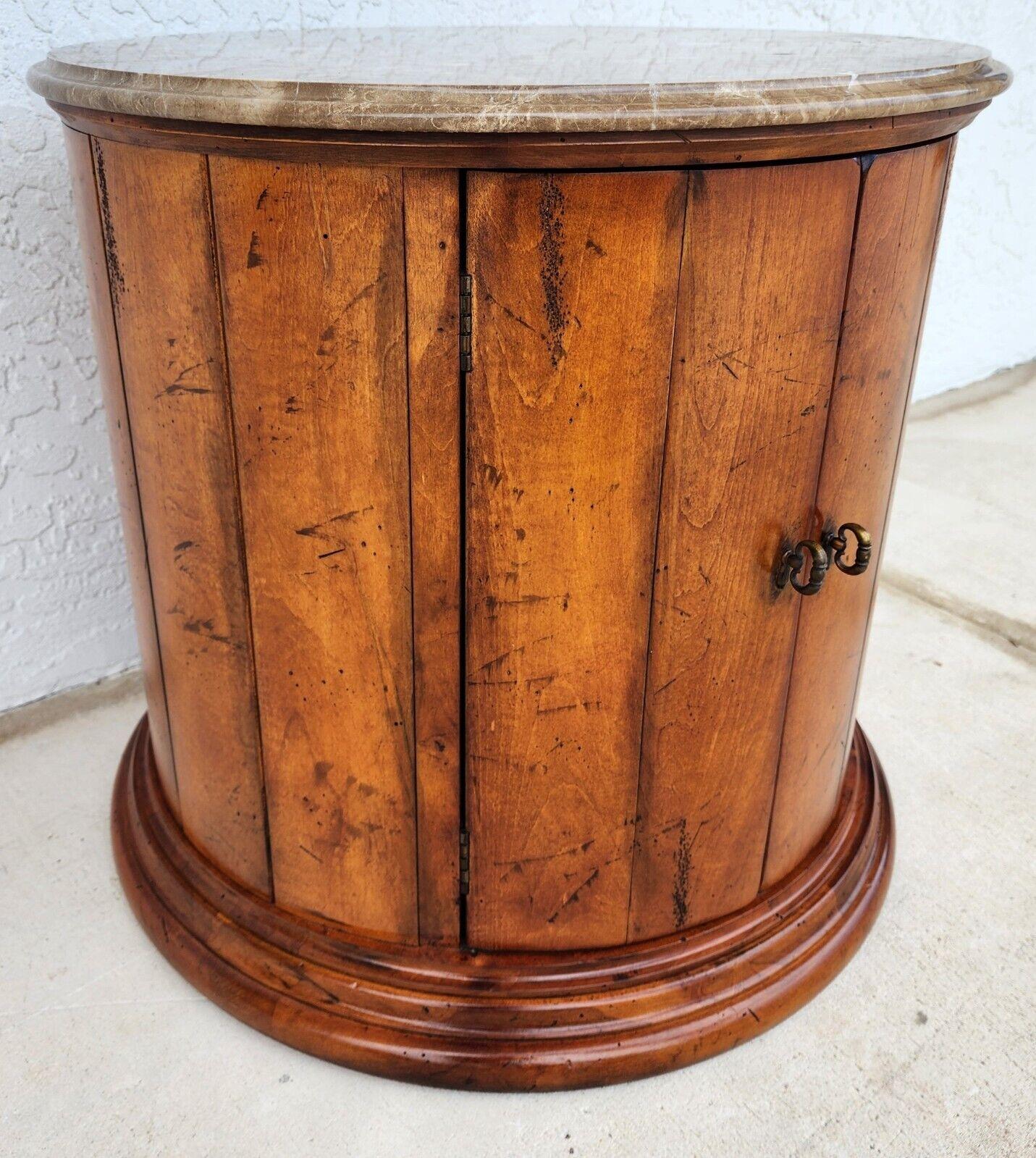 Henredon Style Marble Drum Table For Sale 3