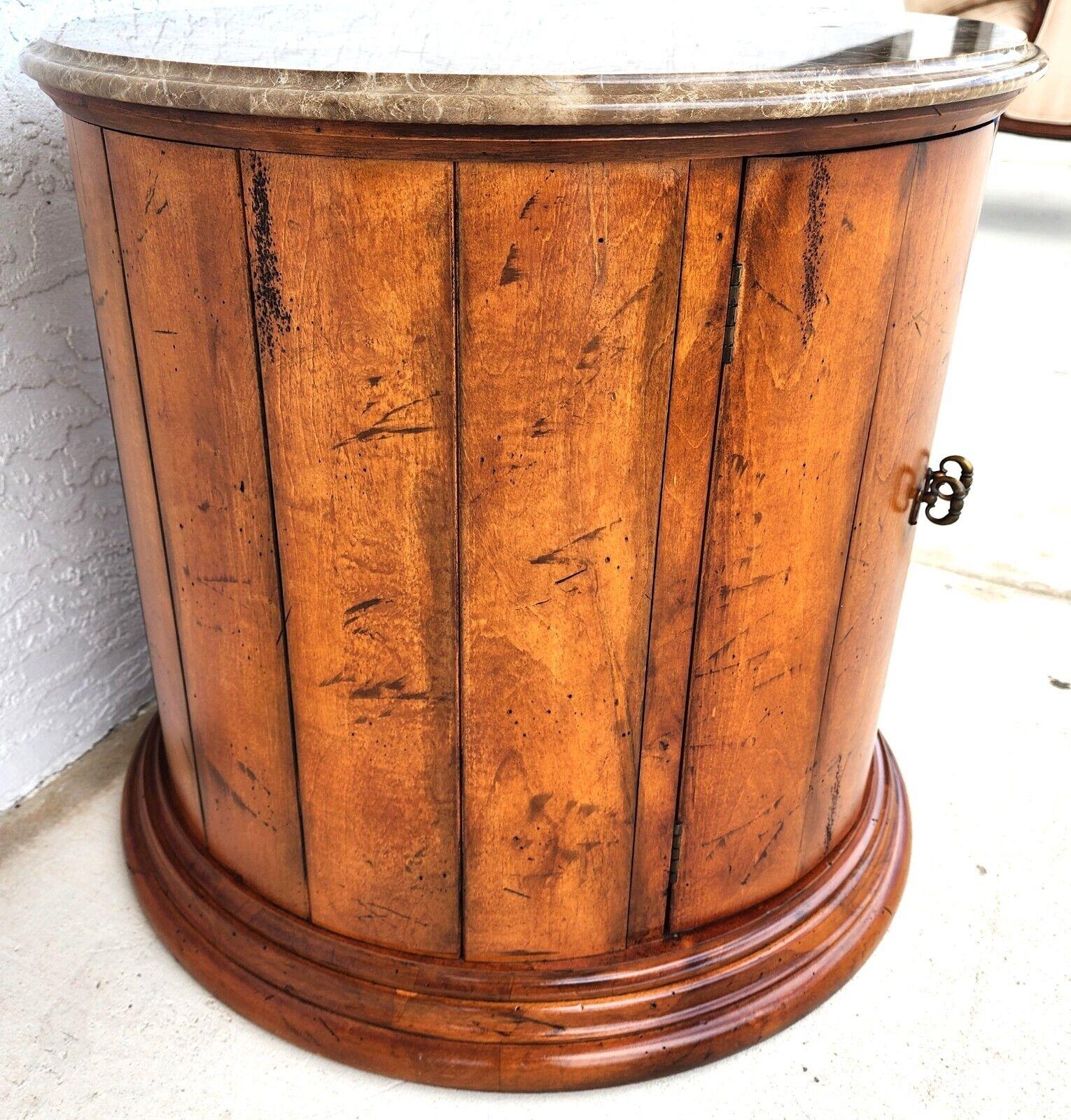 Henredon Style Marble Drum Table For Sale 4