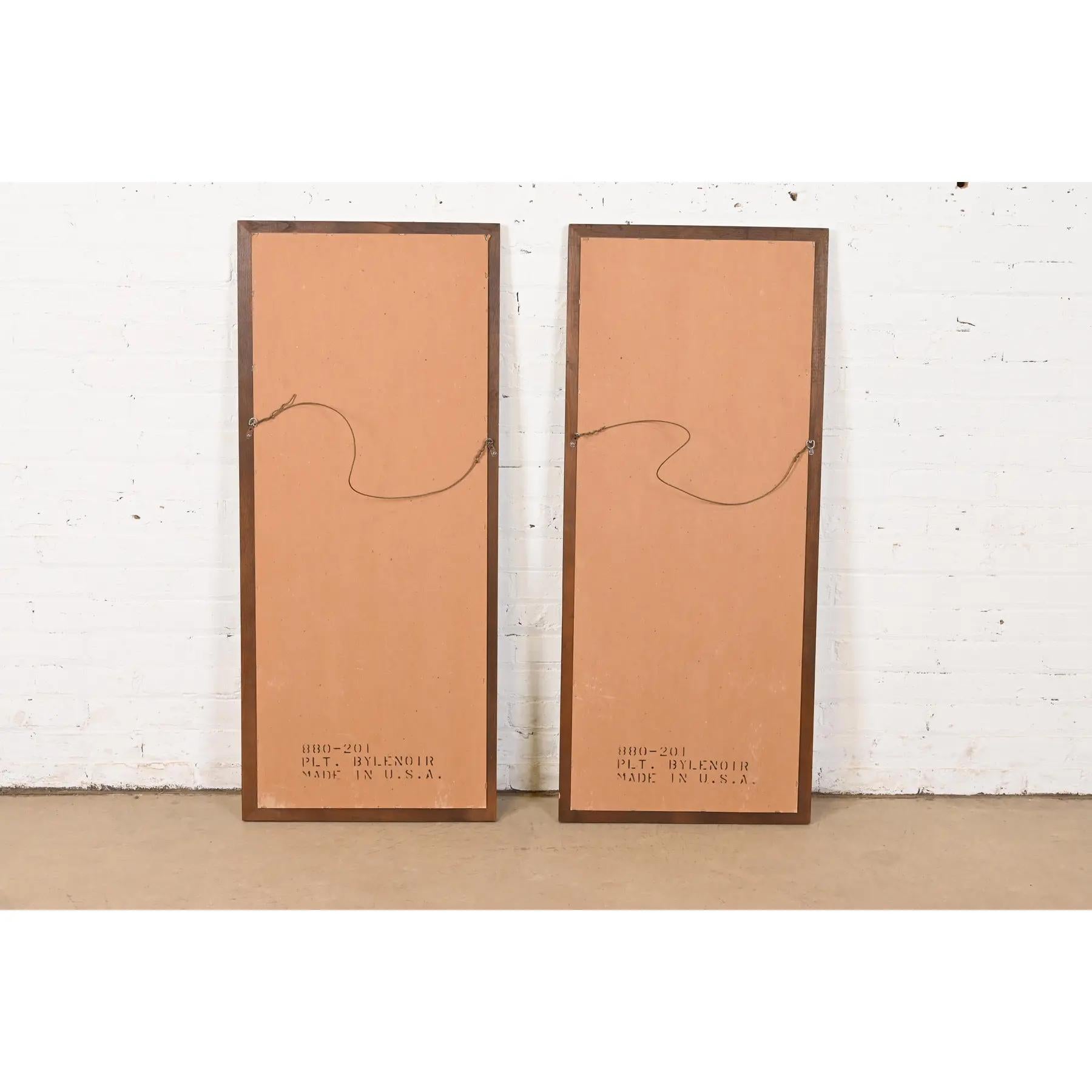 Henredon Style Mid-Century Hollywood Regency Campaign Oak and Brass Mirrors 2
