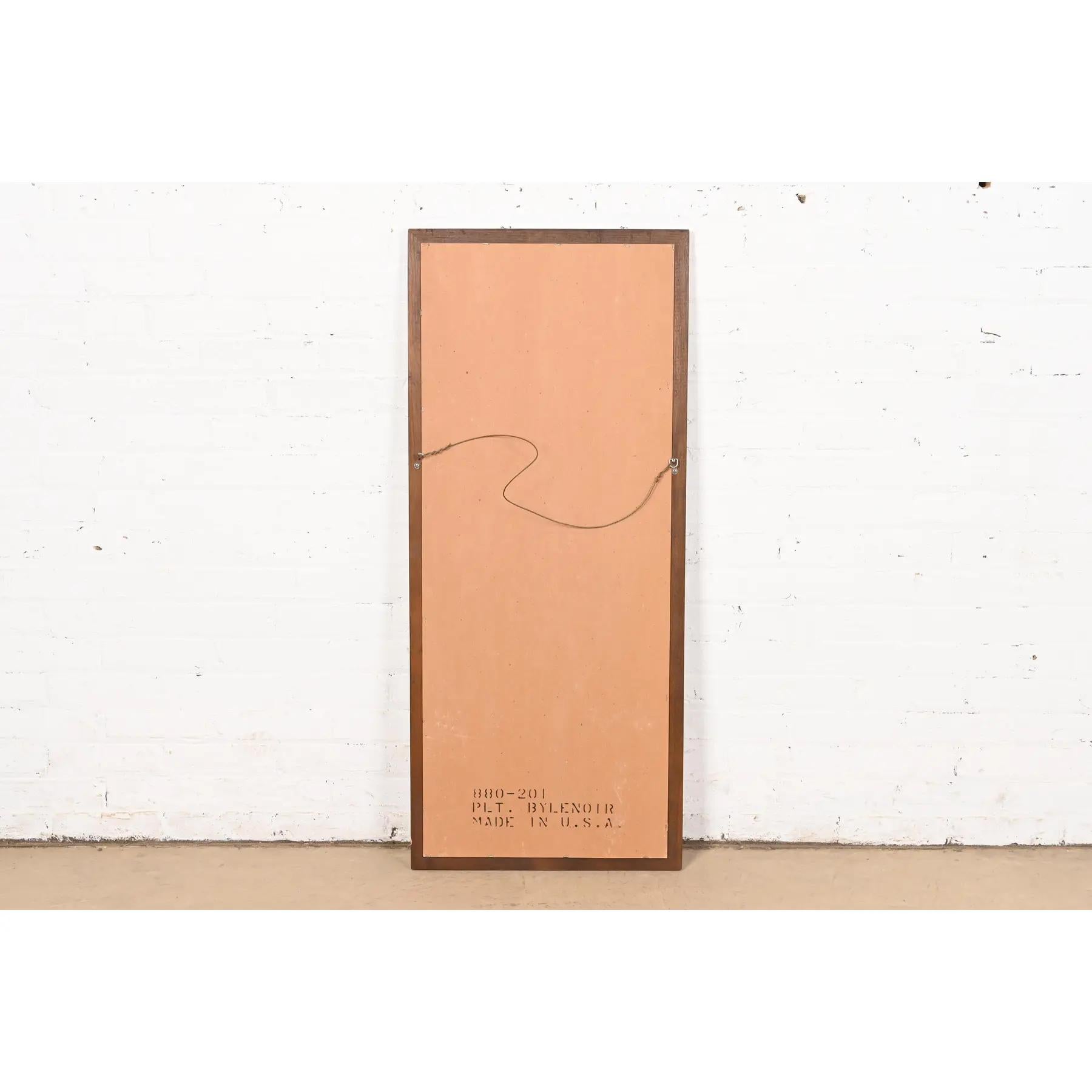 Henredon Style Mid-Century Hollywood Regency Campaign Oak and Brass Wall Mirror 2