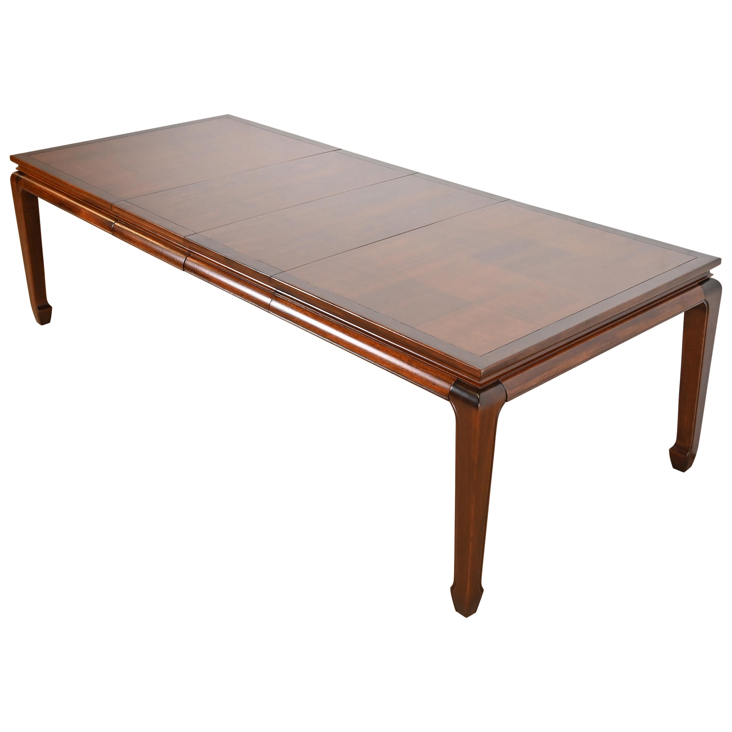 Table de salle à manger en noyer de style Henredon Mid-Century Hollywood Regency Chinoiserie