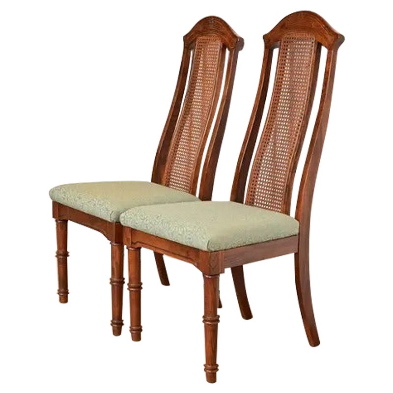 Henredon Style Mid-Century Hollywood Regency Oak Dining Chairs, Pair im Angebot