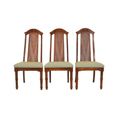 Henredon Style Mid-Century Hollywood Regency Oak Dining Chairs, Set of Three
