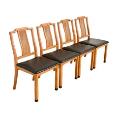 Henredon Style Mid-Century Hollywood Regency Walnut Dining Chairs, Set of Four