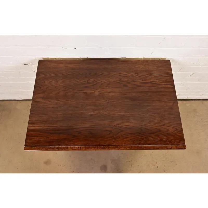 Henredon Style Mid-Century Modern Campaign Oak Nightstand, Circa 1970s For Sale 6