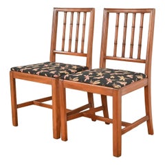 Chaises d'appoint ou de salle à manger en acajou sculpté faux bambou de style Regency de Henredon