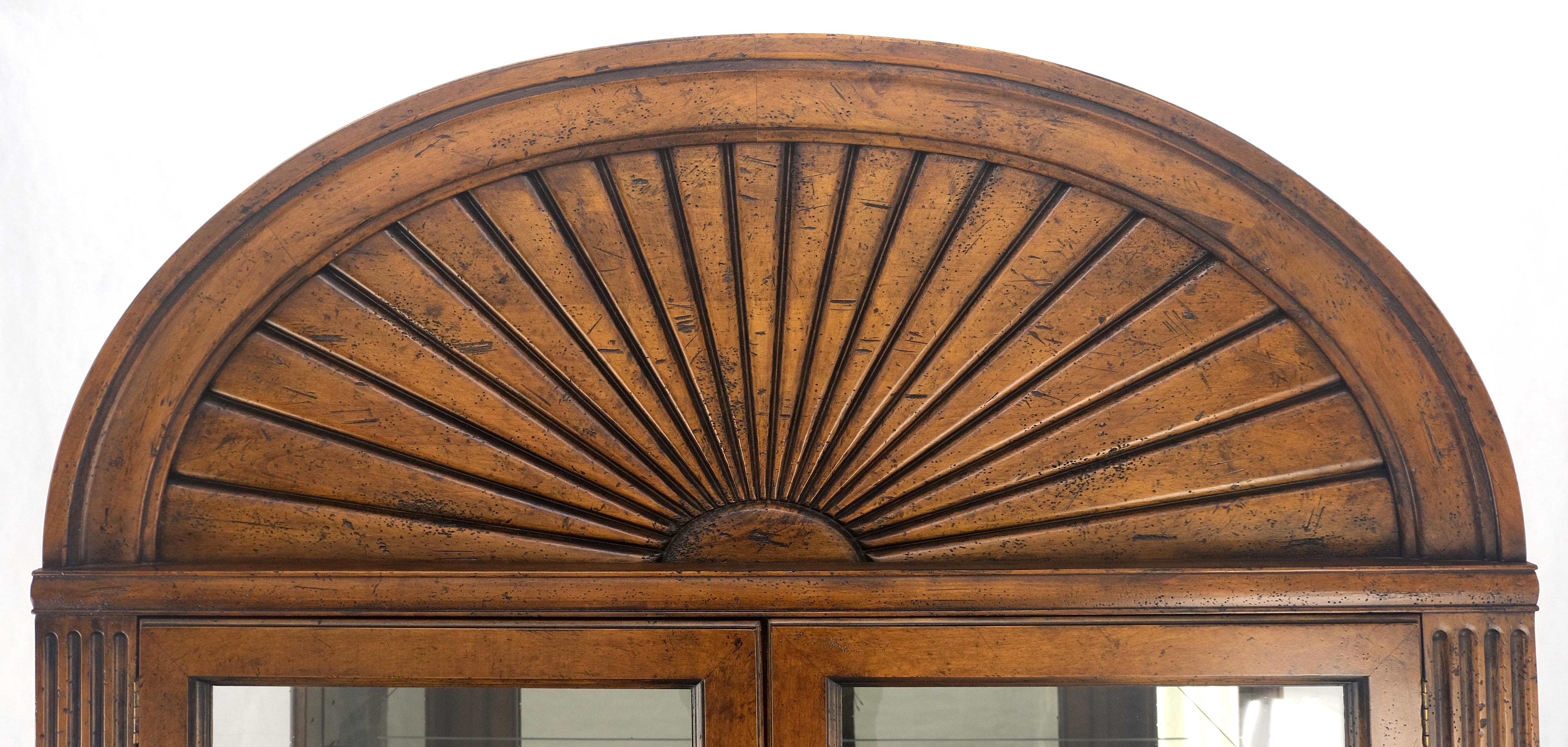MINT Large Henredon Sunrise Dome Shape 2 Glass Door Lighted Shelves Curio Display Cabinet 