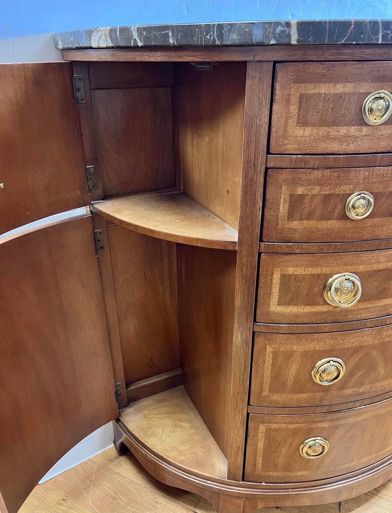 Henredon Tall Marble Top Demilune Bow Front Cabinet Commode Chest 1