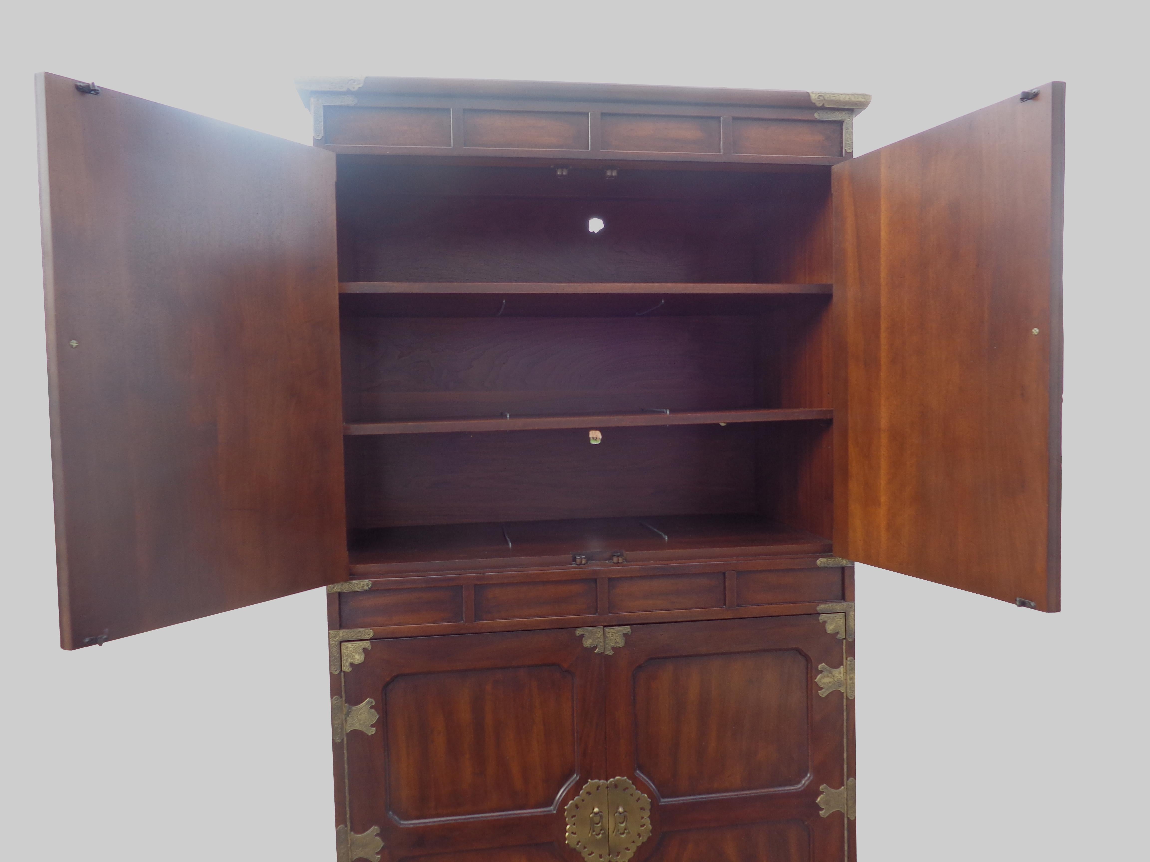 American Henredon Tansu Campaign Highboy Dresser