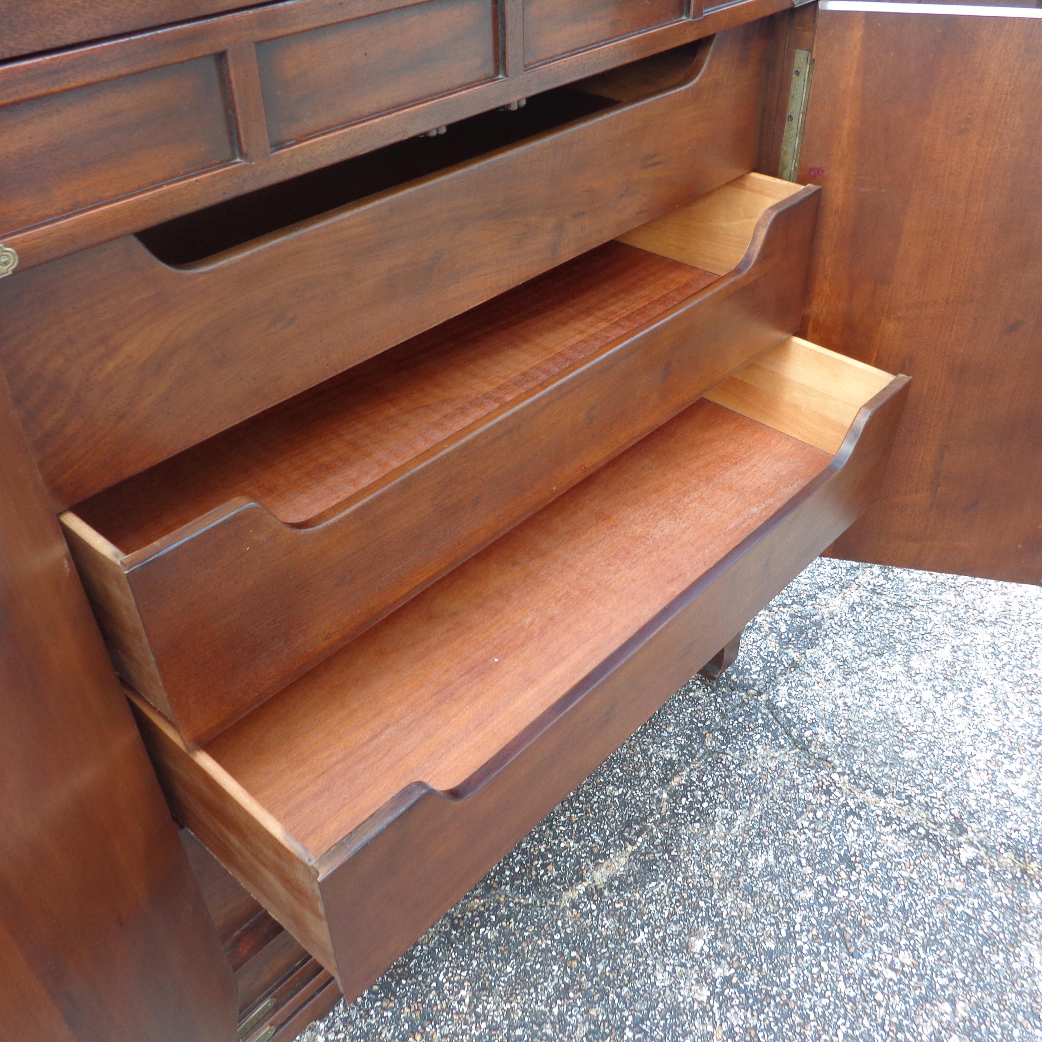 Late 20th Century Henredon Tansu Campaign Highboy Dresser