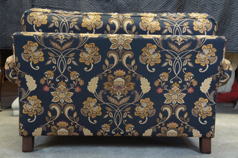 Henredon Upholstery Blue Paisley Loveseat Traditional Sofa Settee