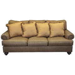 Retro Henredon Upholstery Collection Tweed Traditional 3-Seat Sofa Natchez