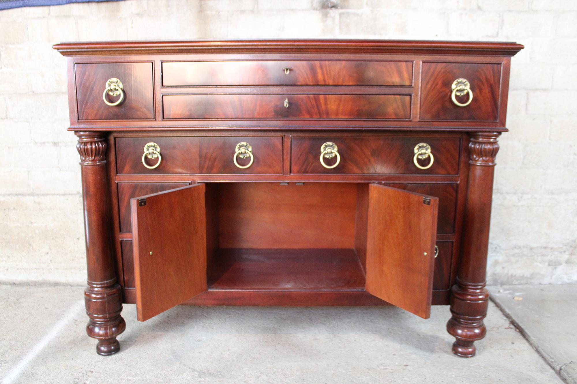 20th Century Henredon Vintage Flame Mahogany Commode Ten Drawer Chest Dresser 4300-01