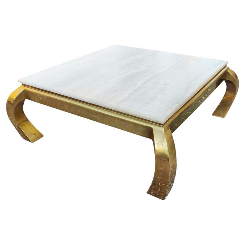 Henredon Mid-Century Modern Travertine Coffee Cocktail Table at 1stDibs