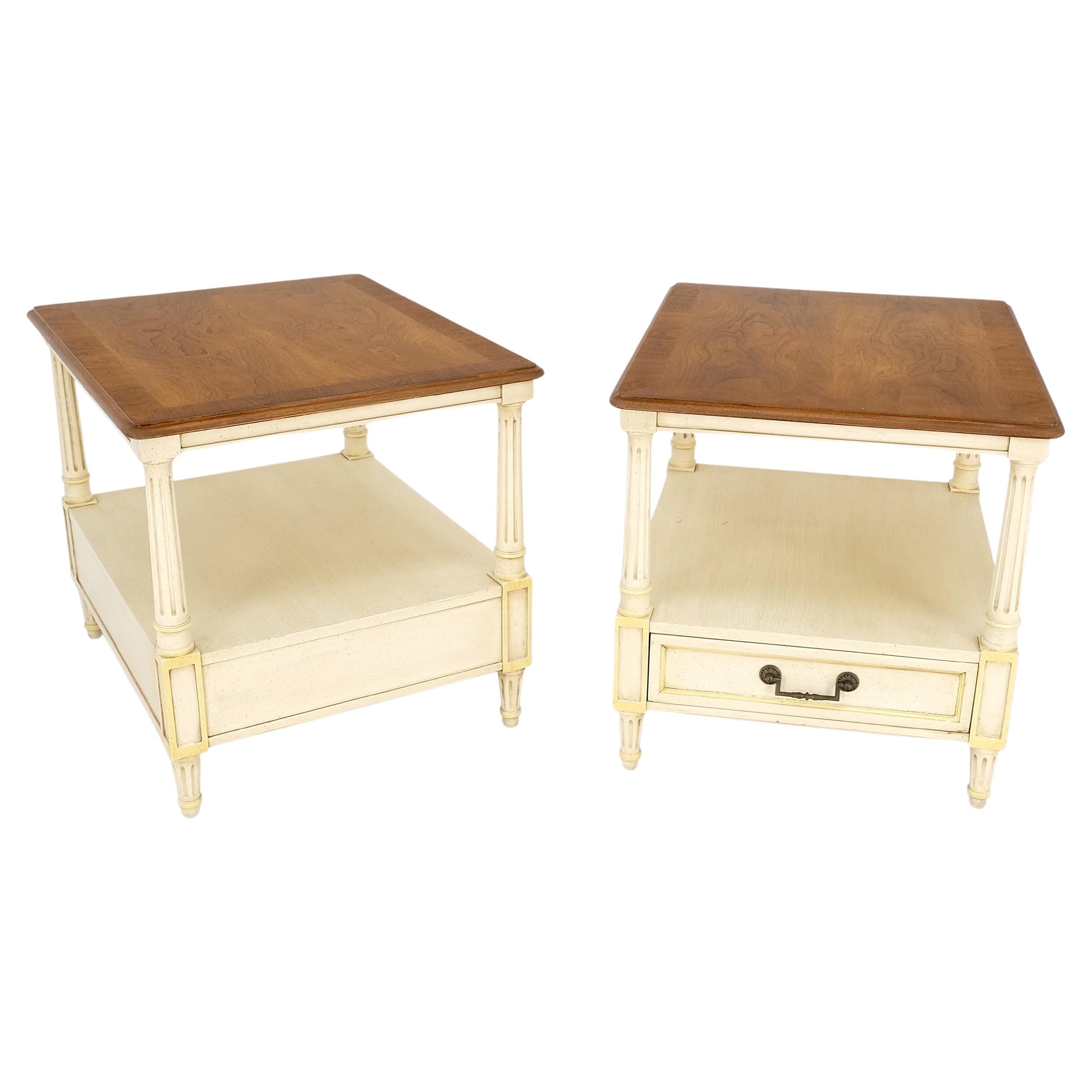 Henredon Nussbaum Banded Tops Eine Schublade End Tables Night Stands MINT! (amerikanisch) im Angebot