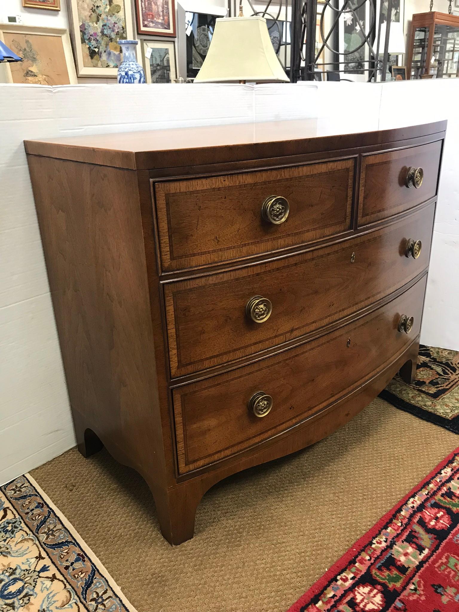Henredon Walnut Bow Front Dresser Commode Chest of Drawers 2