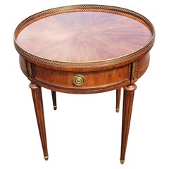 Henredon Walnut One-Drawer Galleried Gueridon Bouillotte Table