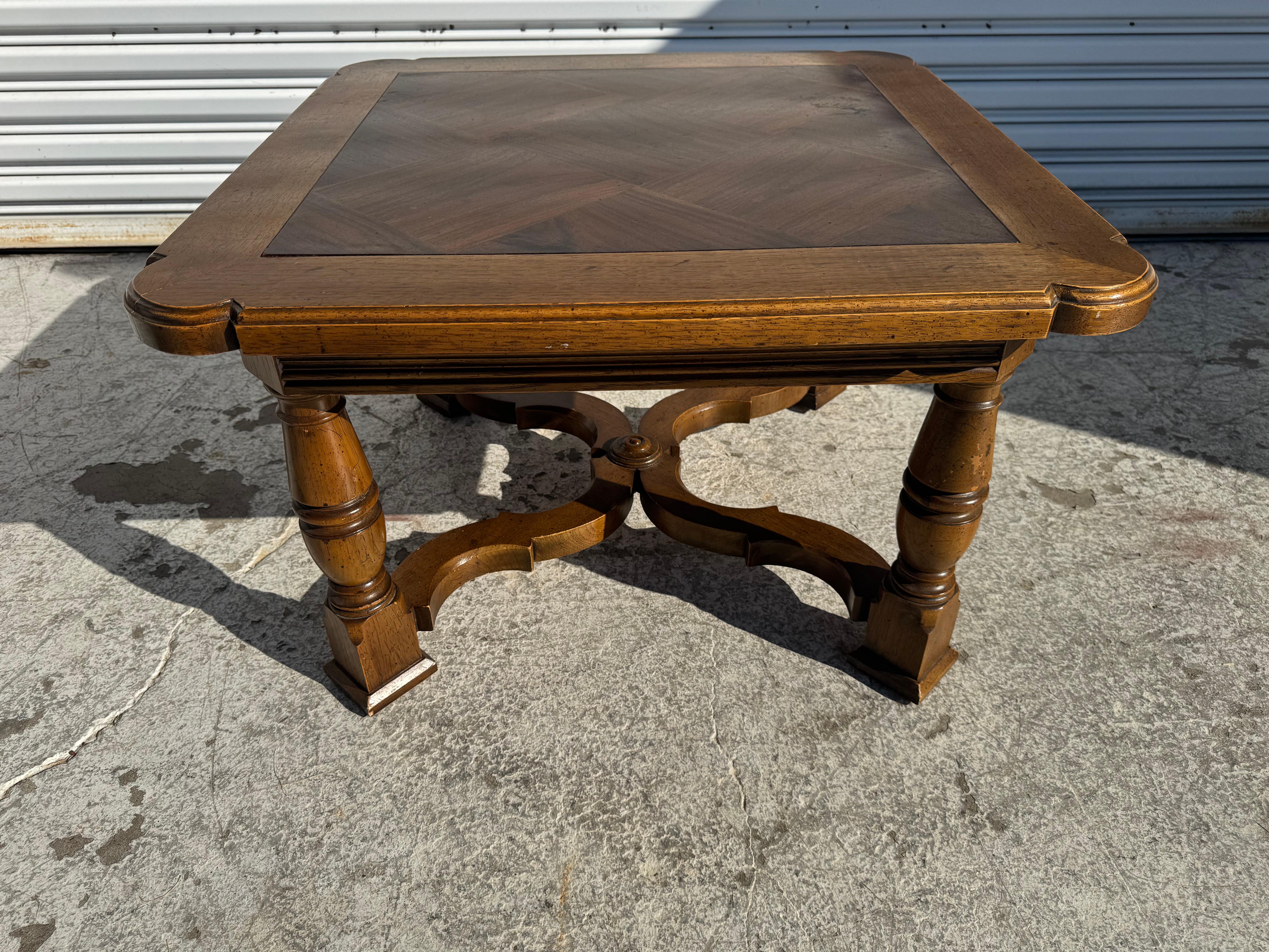 Henredon Walnut Tudor Style Side Table For Sale 1