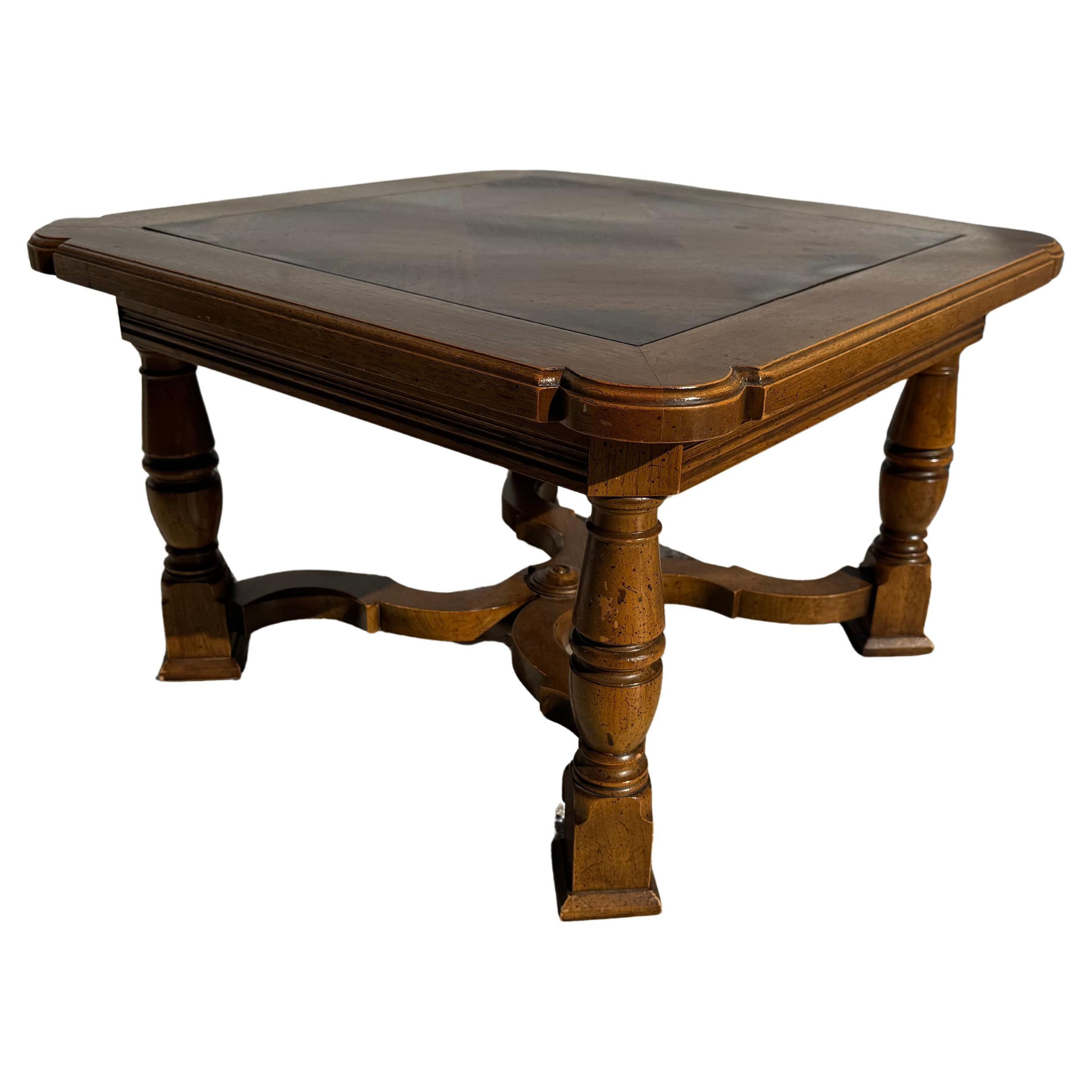 Henredon Walnut Tudor Style Side Table For Sale