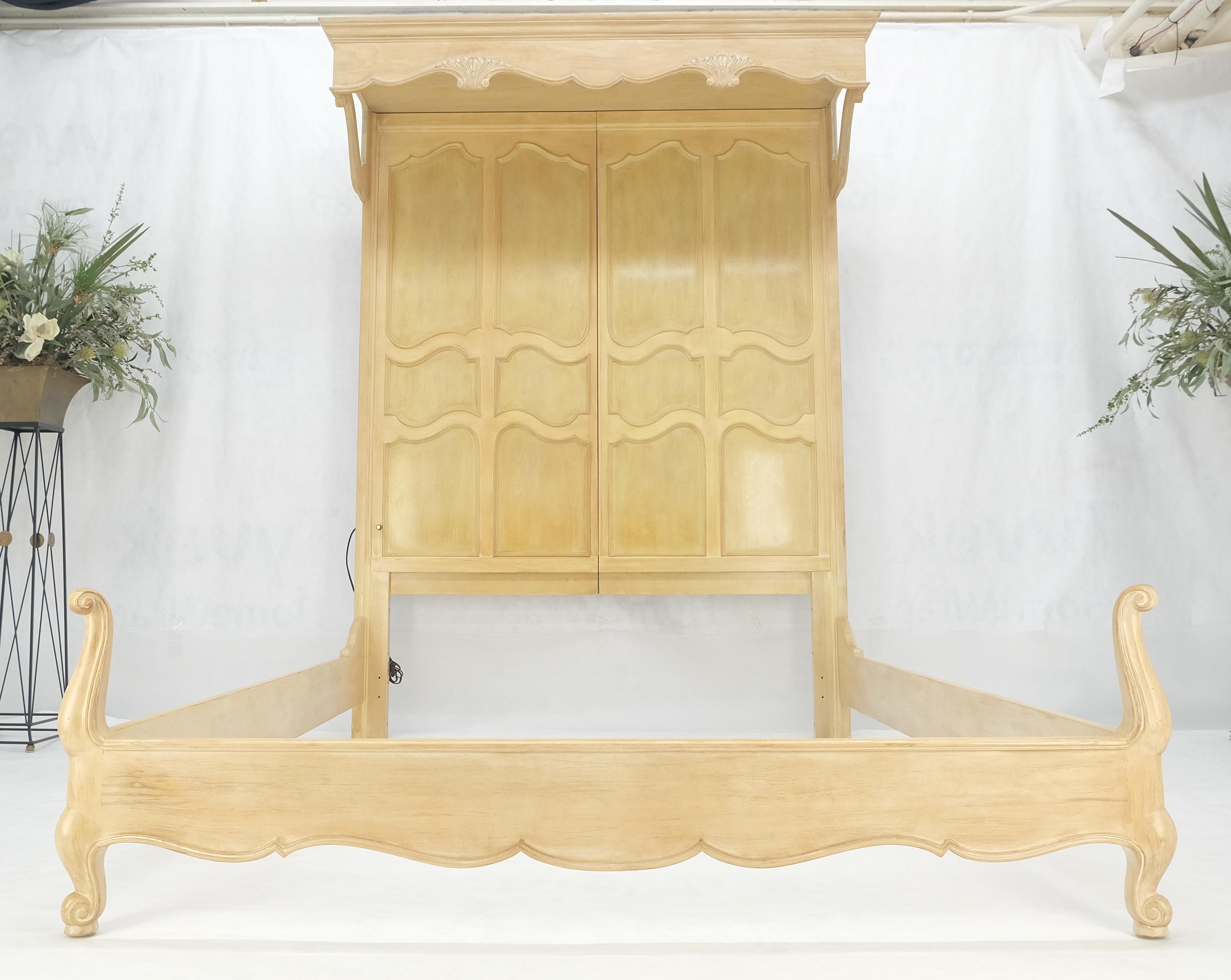 Henredon White Wash Pickled Maple Canopy Light Queen Size Bed Headboard MINT! For Sale 11
