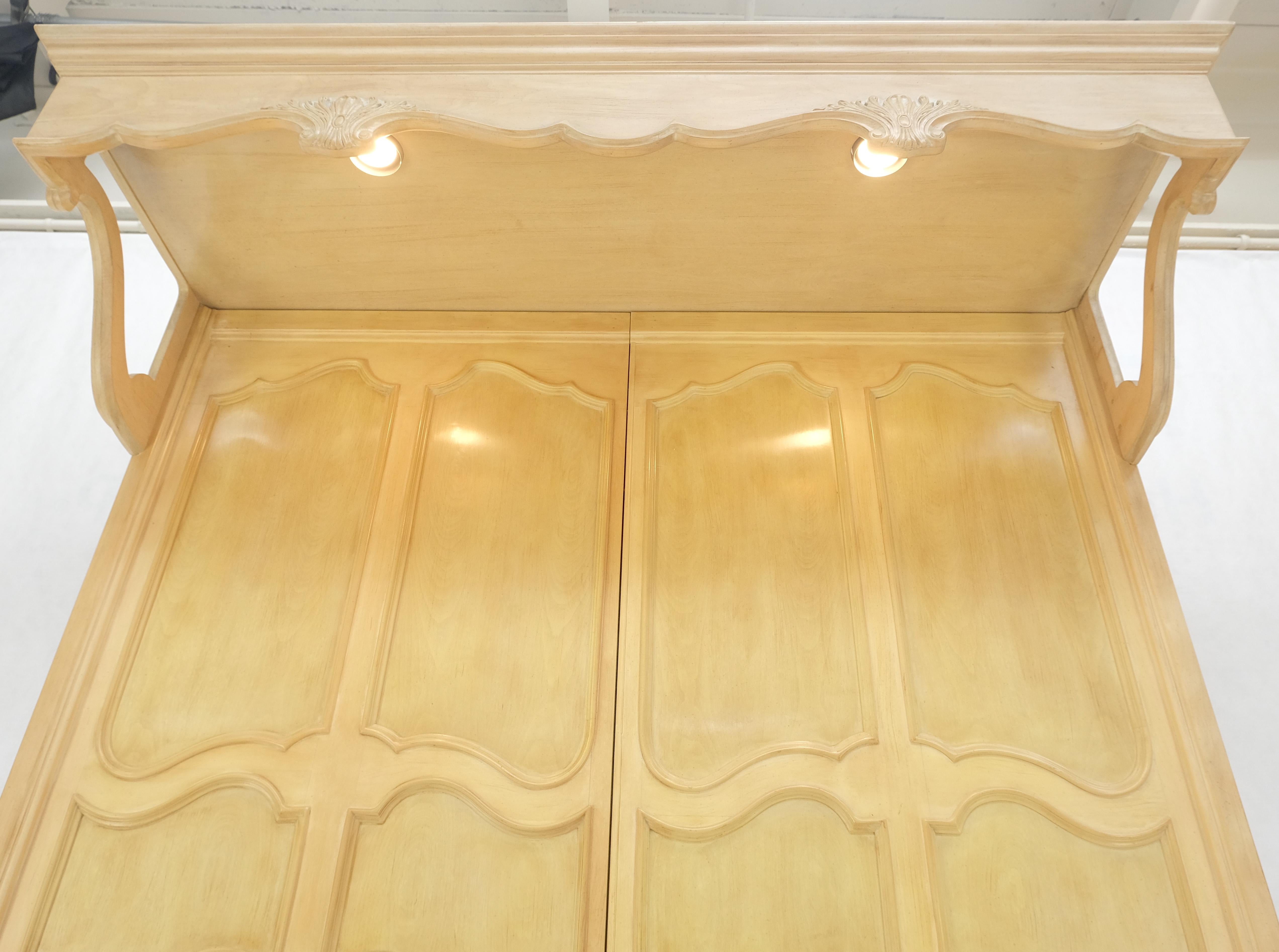 Country Henredon White Wash Pickled Maple Canopy Light Queen Size Bed Headboard MINT! For Sale