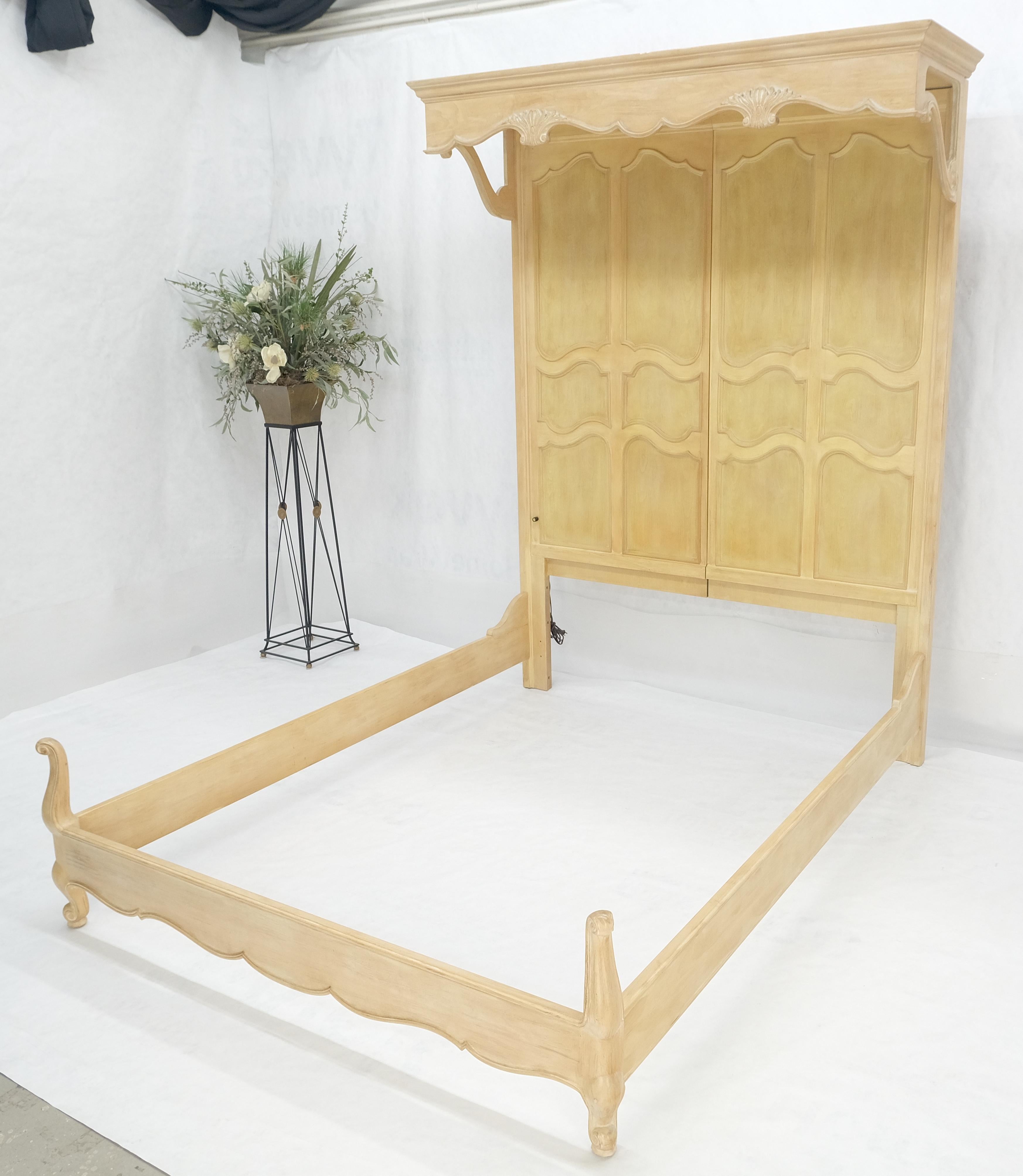 Henredon White Wash Pickled Maple Canopy Light Queen Size Bed Headboard MINT! For Sale 3