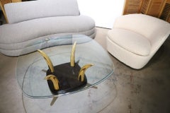 Henredon Wood Tusk Cocktail Table with Glass Top