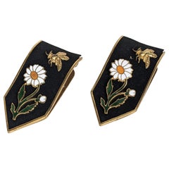 Henri a la Pensee Suede and Enamel Clips