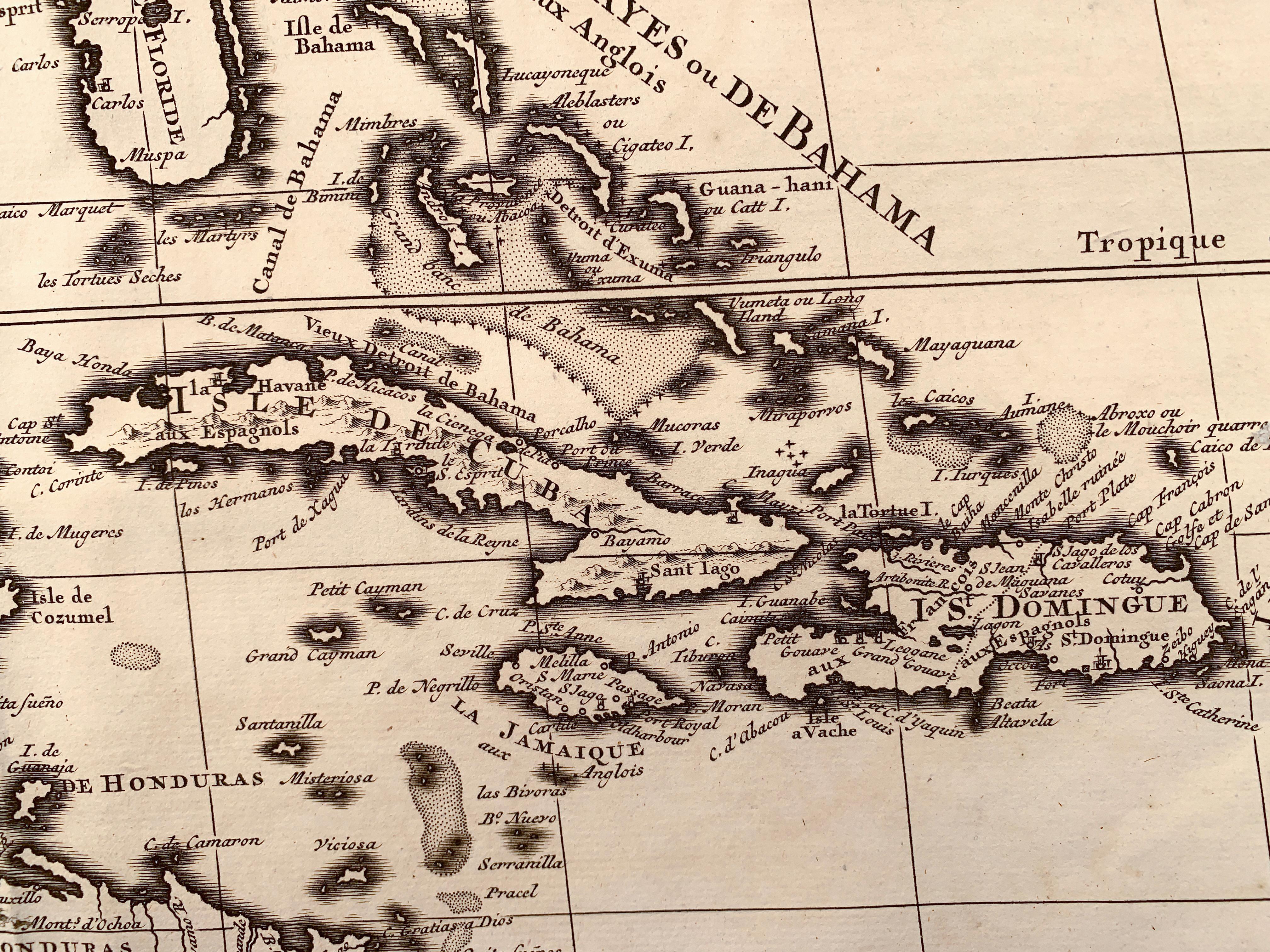 1719 Chatelain Map of Mexico, Southeast North America and the Caribbean  - Realist Print by Henri-Abraham Chatelain