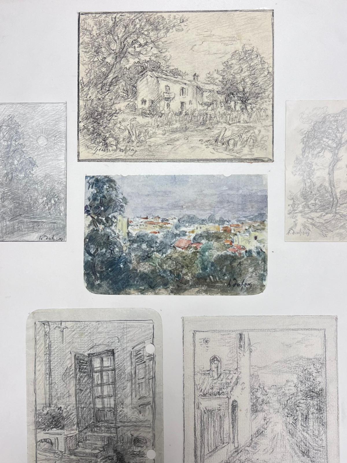 Feine antike französische impressionistische Gemälde-Landschafts-Kombination aus sechs Zeichnungen (Impressionismus), Painting, von Henri Aime Duhem